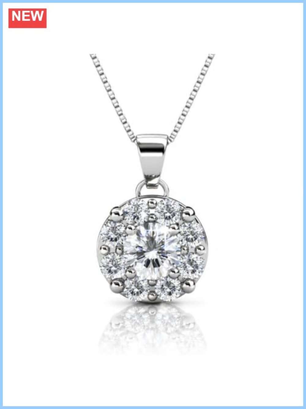 18K White Gold Plated Crystal Pendant Necklace for Women